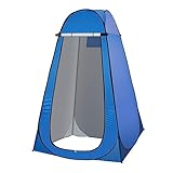 Pop Up Privacy Shower Tent, Portable Camping Shower Tent, Camping Toilet Changing Room Sun Shelter with Window for Camping and Beach, Portable Pop Up Changing Tent with Carry Bag (Blue)