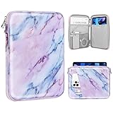 TiMOVO 9-11' Tablet Sleeve for iPad 10.2 2021-2019, iPad 10th Generation 2022, iPad Air 5/4 10.9, iPad Pro 11 2022-2018, Galaxy Tab S9/S8/A8/A7 2023, Protective Case with Pocket,Marble Purple & Blue