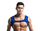 Double Shoulder Support Brace Mens Chest Harness Gym Sport Muscles Protector M-Blue