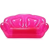Kigley Transparent Clear Inflatable Sofa Seat Double Person Blow up Chair Yard Portable Inflatable Couch Air Couch Patio Blow up Furniture for Camping Outdoor Beach Room Adults Teen Girls (Pink)