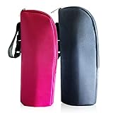 Rolin Roly 2Pcs Bottle Cooler Bag Baby Bottle Organizer with Strap Baby Thermal Insulated Bags Portable Multipurpose Breastmilk Tote 8 x 8 x 24cm (Rose red + black)