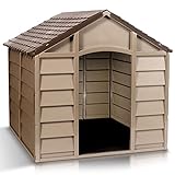 Starplast Small Dog Kennel: 1 Outdoor Plastic Pet House, Weather & Water Resistant, Easy to Assemble, 27.9 x 27.9 x 26.8 Inches, 2 Color Options 10-701