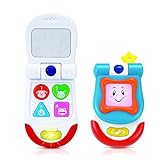 Baby Toy Flip Phone – 4 Interactive Sound and Music Buttons Plus Realistic Ringtone – Includes a Mirror and Fun Light Effects – Smartphone Toy for Babies 3+ Months – ASTM Certified