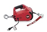 WARN 885000 PullzAll Corded 120V AC Portable Electric Winch with Steel Cable: 1/2 Ton (1,000 Lb) Pulling Capacity , Red