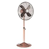 Oscillating Standing Floor Fan - Whisper Quiet Cooling Pedestal Fan, Adjustable 37-49 Inches Height, Large 16” Indoor Pedestal Fan for Your Bedroom, Office, Shop, House (Black Pearl) (Copper)