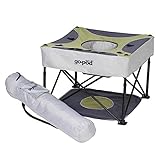 KidCo GoPod Adjustable Height Travel Baby Activity Center - Standing Baby Activity Center with Cupholder and Travel Bag, Pistachio