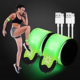 Bonlux LED Armbands for Running 2Pack Light Up Armband LED Glow Bracelets Slap Safety Wristband USB Rechargeable Running Reflective Gear Running Lights for Runners, Night Walkers, Pet Owners, Bikers