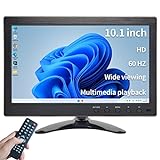 Qcvoruno 10.1 inch Security Monitor & Displays, 1024 * 600 Resolution, HD/BNC/AV/VGA/USB Input, Built-in Dual Speakers Portable LCD Monitor, Suitable for Game CCTV Raspberry Pi PC DVD DSLR