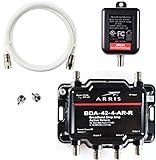 Arris 4-Port Cable, Modem, TV, OTA, Satellite HDTV Amplifier Splitter Signal Booster with Active Return and Coax Cable Kit