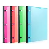 MAKHISTORY Telescoping 3 Ring Binder-4PCS, Flexible Binder with Customized Front Cover+Clear Catalog Pocket+3 Round Rings, Flat Writing Binder, 4 Bright Colors