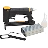 HBT HB7116P-KT 22 Gauge 3/8-Inch Crown Pneumatic Upholstery Stapler, Air Stapler Kit, with 6000 Staples, 1/4-Inch to 5/8-Inch