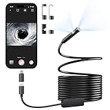 [Dual-Lens] Endoscope Camera with Light, 1920P HD Borescope with 8+1 Adjustable LED Lights, IP67 Waterproof 16.5FT Semi-Rigid Snake Cord Inspection Camera for iPhone, iPad and Android Phone (Type C)