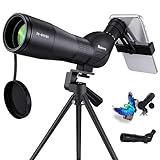 HUICOCY Spotting Scopes, 20-60x60mm Zoom 39-19m/1000m with FMC Lens, BAK4 45 Degree Angled Eyepiece, Fogproof Spotting Scope with Tripod, Phone Adapter, Carry Bag for Birding Watching (20-60x60mm)