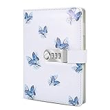 A5 Creative Password Journal with Lock, PU Leather Diary with Combination Lock Password Notebook Locking Journal Diary (Style 1)