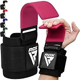 RDX Weight Lifting Hooks Straps Pair, Non-Slip Rubber Coated Grip, 8mm Neoprene Padded Wrist Wrap Support Powerlifting Deadlift Pull Up Fitness Strength Training, Gym Bodybuilding Workout, Men Women