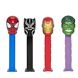 PEZ Marvel Dispenser 4 Pack Bundle : Spiderman Ironman, Black Panther, and Hulk with BONUS 6 Candy Packs
