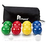 Pointyard 90mm Bocce Ball Set, Lighter Bocce Ball Sets with 8 PE Bocce Balls,1 Pallino,Carrying Bag,Measuring Tape - Family Bocce Game for Outdoor/Yard/Lawn/Beach/Park