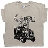 L - Vintage Country Music T Shirt Outlaw Country Tee Men Women Concert Redneck Riding Lawnmower Liquor Store Tan