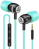 LUDOS Clamor Wired Earbuds in-Ear Headphones, 5 Years Warranty, Earphones with Mic, Noise Isolating Ear Buds, Memory Foam for iPhone, Samsung, School Students, Kids, Women, Small Ears - Turquoise
