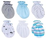 RATIVE Newborn Baby Cotton Gloves Sleep Sleeping No Scratch Mittens Mitts Set for 0-3 0-6 Months Boys Girls (6-pairs/apr 21)