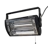 Comfort Zone Ceiling Mounted Space Heater, 90 Degree Adjustable Tilt, Dual Quartz, Radiant, Electric, Safety Grille, Overheat Protection, Hardware Included, Ideal for Workshop, Garage, 1,500W, CZQTV5M