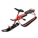 RYDR Snow Runner - Snow Bike Sled,Winter Bike for Children, Rubber Handle Steering, Dual Foot Brakes, Adjustable Seat, Rider Comfort,Tow Rope(Red) (ONE Piece) (Single)