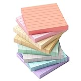 EOOUT 8 Pads Lined Sticky Notes, 3x3 Inches Self-Stick Note Pads, 100 Sheets/Pad, Super Adhesive Memo Pads, Morandi Colors Sticky Notes, Easy to Post Notes for Study, Works, and Daily Life