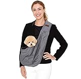 RETRO PUG Dog Sling Carrier for Small and Medium Dogs,Cat - Pet Sling Carrier - Travel Puppy Carrying Bag – Doggie Pouch – Adjustable Shoulder Strap – Tote Purse – Chest Holder - 15~20 lbs (Grey)