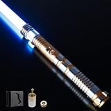 CUSTOM SABER Smooth Swing RGBX Light Saber, Motion Control for Turn on/Off The Blade, 12 Sound Fonts Support Dueling, Light Saber for Adults Gift with Belt Clip and Blade Plug-Gold