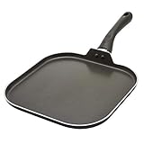 Ecolution Artistry Non-Stick Square Griddle Easy To Clean, Comfortable Handle, Even Heating, 11 Inch, Black