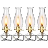 4 Pieces Oil Lamps, Vintage Glass Kerosene Lamp Oil Lantern, Classic Chamber Hurricane Lamps Decorative Oil Lamp for Indoor Use Home Tabletop Decor and Emergency Lighting, 12.4 Inches Height