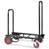 Pyle Compact Folding Adjustable Equipment Cart - Heavy Duty 8-in-1 Convertible Cart Hand Truck/Dolly/Platform Cart with R-Trac Wheels - Expandable Up to 25.24' to 40.24' - Pyle PKEQ38