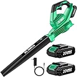 KIMO Electric Leaf Blower with 2 X 2.0 Battery & Charger 200 CFM 170 MPH Lightweight Handheld Cordless Leaf Blower, Small Leaf Blowers for Lawn Care, Yard | Patio| House |Jobsite