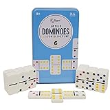 Regal Games - Double 6 Dominoes - Colored Dots Set - Fun Family-Friendly Game - Includes 28 Tiles & Collector’s Tin - Ideal for 2-4 Players Ages 8 for Kids and Adults