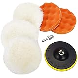Coceca 7pcs 6 Inch Drill Buffer Attachment with Buffing Wheel, Sponge and Wool Polishing Pad Set with M14 Drill Adapter