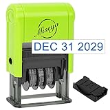 Miseyo Self Inking Date Stamp - Green (2 Blue Refill Ink pad Included)