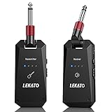 Wireless Guitar System 5.8GHz, LEKATO Guitar Wireless Transmitter Receiver 4 Channels Rechargeable Wireless Audio System for Electric Guitar Bass(WS-90)