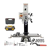 INTBUYING Benchtop Mini Milling Drilling Machine Milling/Drilling Machine Precision Mill Drill Machine 7x27.5in Mirco-Feed 1100W 50-2250rpm with MT3 Chucks and Bench Clamp for Wood Plastic Metal 110V