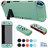 Dockable Case for Nintendo Switch - COMCOOL 3 in 1 Protective Cover Case for Nintendo Switch and Joy-Con Controller with Screen Protector and Thumb grips - Tea Green