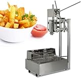 Manual Churro Filler, Commercial Manual Churros Machine Vertical Spanish Donuts Maker with 12L Fryer, Stainless Steel Dessert Donuts Filler with 5pcs Nozzles for Restaurant Coffee Room Wine Bar Shop