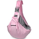 NATUYA Small Dog Carrier Sling Cat Sling,Adjustable Strap Hand Free Pet Puppy for Outdoor Traveling Subway (Pink)