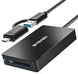 XQD Card Reader Adapter, BYEASY Aluminum USB 3.0 XQD Memory Card Reader/Writer via USB 3.1 and USB C Ports with Braided Cable for Sony G/M Series, Nikon, Lexar Professional XQD Card