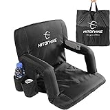 HITORHIKE Stadium Seat for Bleachers or Benches Portable Reclining Foldable Black Stadium Seat Chair with Padded Cushion Chair Back and Armrest Support