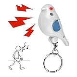Whistle Key Finder Voice Control Bird Shape Keychain Mini Key Anti-Lost Tracer Finder with LED Light Suitable for Key Wallet Cellphone(White)