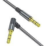 2 Pack Aux Cable, 3.3ft TRS Auxiliary Cables 90 Degree Right 3.5mm Nylon Braided 1/8 AUX Cord for Car Compatible with Stereos, Speaker, iPod iPad Smartphone, Headphones Sony,Echo Dot,Beats- Grey