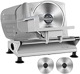 OSTBA Meat Slicer Electric Deli Food Slicer with Two Removable Stainless Steel Blades and Food Carriage, Adjustable Thickness Meat Slicer for Home, Food Slicer Machine for Meat, Cheese, Bread