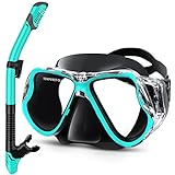 Greatever Dry Snorkel Set,Panoramic Wide View,Anti-Fog Scuba Diving Mask,Professional Snorkeling Gear