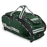 No Errors NOE2 Catchers Gear Bag with Wheels- Large Bag for Catcher’s Equipment, Baseball & Softball Bag, Baseball bat bag, Helmet Bag, Bag for Catchers with Wheels(Green)