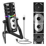 Neewer USB Gaming Microphone with RGB Light Effect, 4 Pickup Patterns, Monitor Headphone Jack, One Click Mute/Gain, Plug&Play Cardioid Condenser Mic for PC Mac PS4 PS5, Streaming Twitch, CM27