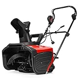 Goplus Snow Blower, 18-Inch 15 Amp Electric Snow Thrower with 180° Rotatable Chute & 2 Wheels for Yard Driveway Sidewalk, 10-Inch Clearing Depth, 30 Feet Throwing Distance, 720 Lbs/Minute (Red)